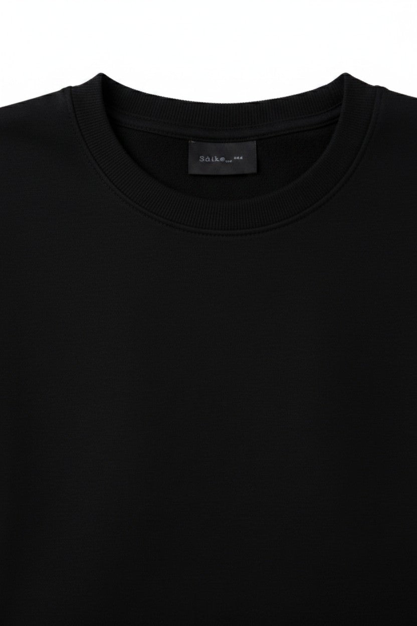 Pairfit black crew neck short sleeve t-shirt with a minimalist design and ribbed neckline